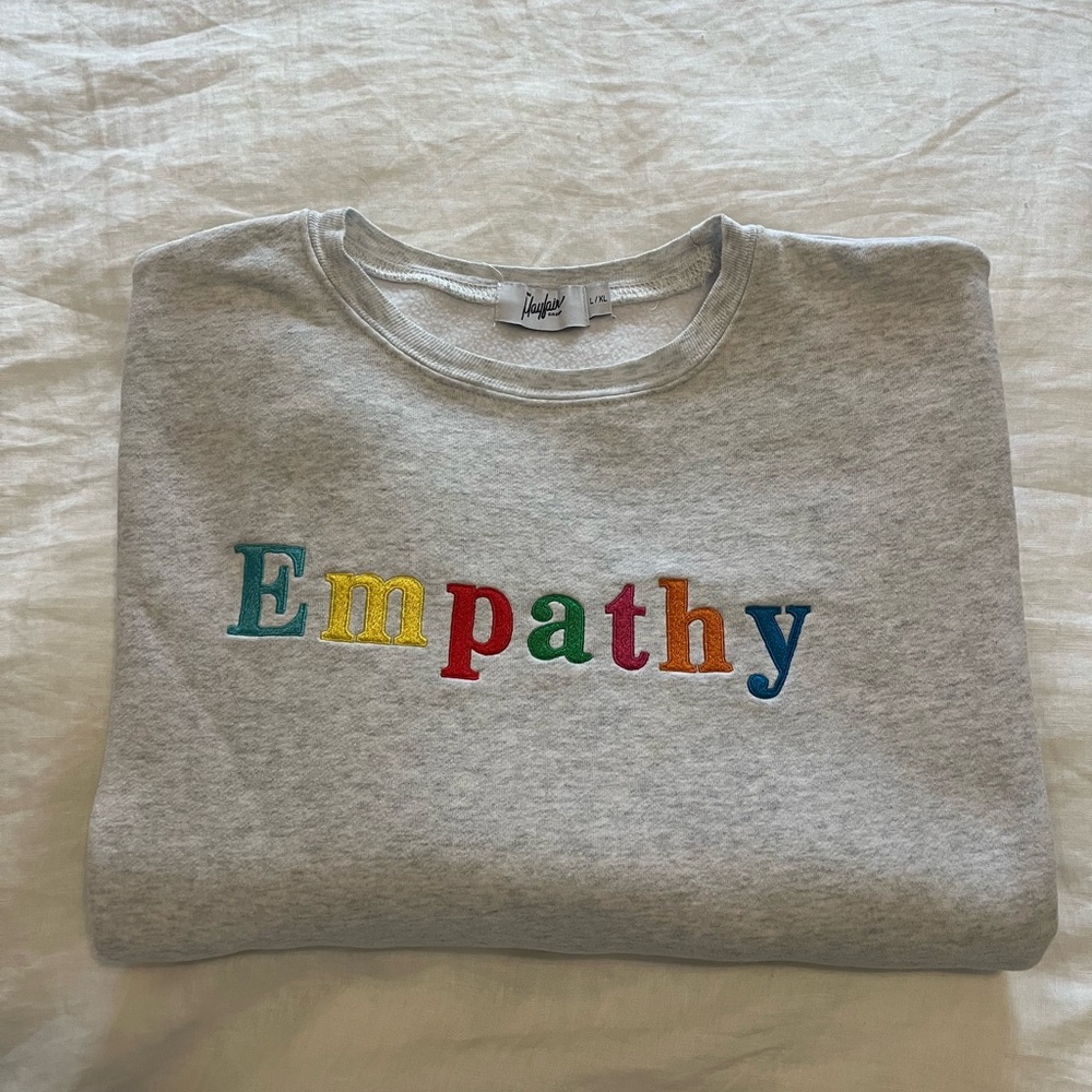 Empathy Embroidered Crewneck Sweatshirt - Light Gray